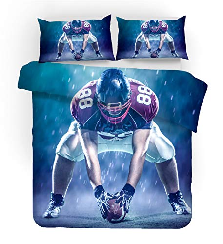 NICHIYO American Football Bettwäsche Set - Bettbezug und Kissenbezug,Mikrofaser,3D Digital Print dreiteiliger Bettwäsche(Bettbezug + Kissenbezüge) (1,Single 135 * 200cm) von NICHIYO