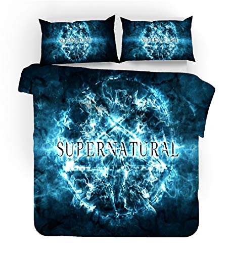 NICHIYO Supernatural Season Bettwäsche Set - Bettbezug und Kissenbezug,Mikrofaser,3D Digital Print dreiteiliger Bettwäsche(Bettbezug + Kissenbezüge) (4,Double 200x200cm) von NICHIYO