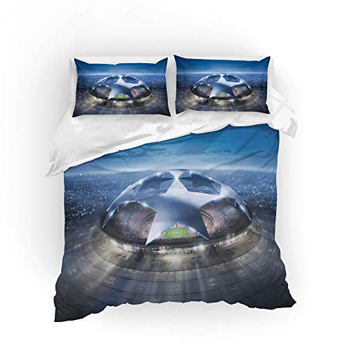NICHIYO UEFA Champions League Bettwäsche Set - Bettbezug und Kissenbezug,Mikrofaser,3D Digital Print dreiteiliger Bettwäsche(Bettbezug + Kissenbezüge) (1,King 220 * 240cm) von NICHIYO