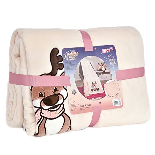 NICI 48335 Plüschdecke Rentier Jonte ca. 140x175cm Winter Friends Green von NICI