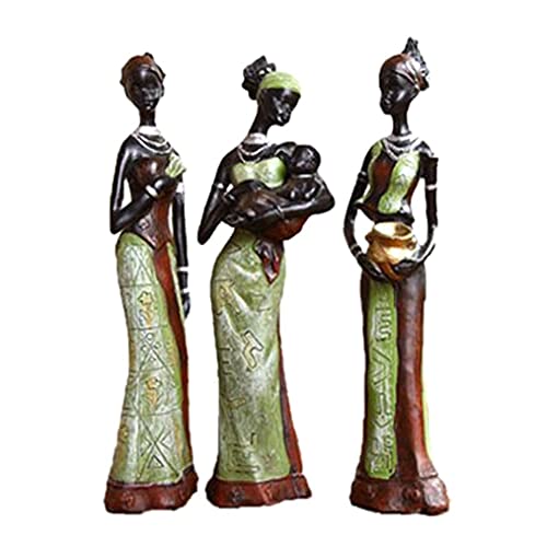 NIDONE 3 Teile/Satz exotische Ornamente und afrikanische stammesal Frauen Figuren afrikanische Frau statuen skulpturen Dekoration exotisch dekor für zu Hause, grün von NIDONE