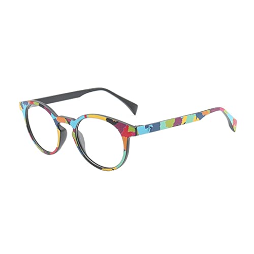 NIDONE Buntes rundes Brillengestell mit klaren Gläsern Vintage Regenbogen Glasrahmen Brillen Zubehör von NIDONE