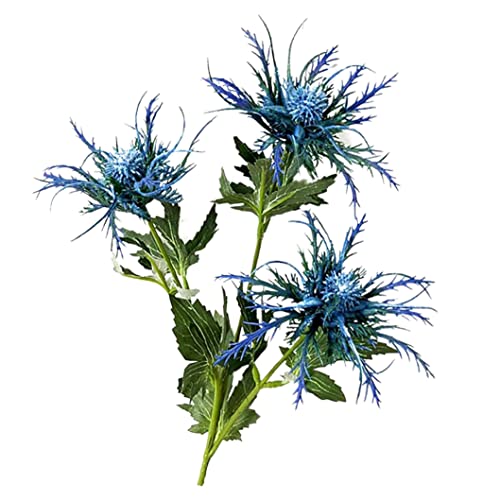 NIDONE Künstliche Distel Bunch Blau Fake Eryngium Künstliche Eryngium Disteln Bunch Simulation Blumen Pflanzen 3-Gabel für Home Decor Centerpieces Hellblau 1PC von NIDONE
