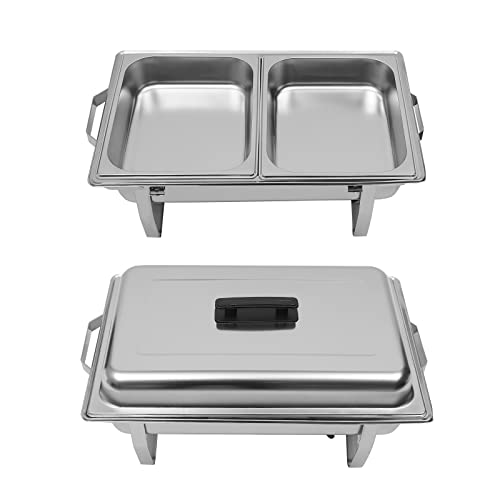 Chafing Dish Profi Set, 8.5L Fassungsvermögen Speisewärmer, 2X Edelstahl Warmhaltebehälter, Wärmebehälter Geeignet für Büffets, Restaurants, Campingpartys von NIGORIY