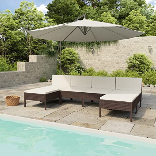 NITCA 6-TLG-2 Rattan Balkonlounge Gartenmöbel Ecklounge Ecksofa Loungemöbel Set Gartengarnitur Balkon Klein Ecksofa Balkon Rattan Ecklounge Lounge Gartenmöbel Set Braun von NITCA