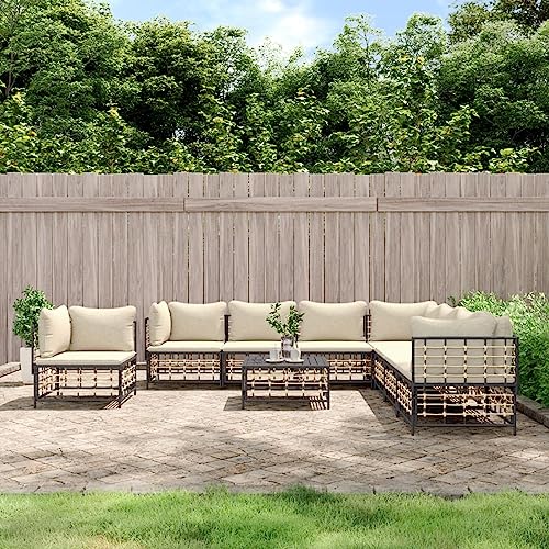 NITCA 9-TLG Garten-Lounge-Set Alu Outdoor Gartenmöbel Loungemöbel mit Kissen Große Garten Sitzgruppe Lounge Aluminium Lounge Gartenmöbel Set Balkonset Beige von NITCA