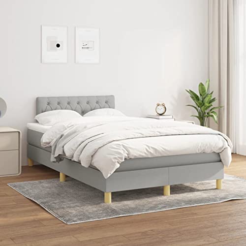 NITCA Boxspringbett 120 x 200 cm mit Matratze Bett Komplett Polsterbett 120 x 200 cm Mit Matratze Bett mit Matratze Bett 120 x 200 cm Mit Matratze Und Lattenrost Bett Hellgrau-108 Stoff von NITCA