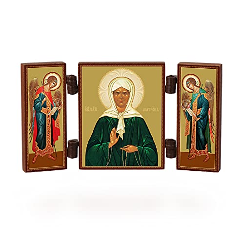 NKlaus - Heilige Matrona Von Moskau - christliche Ikone - reise Altar kleine Holz Triptychon 36159 von NKlaus
