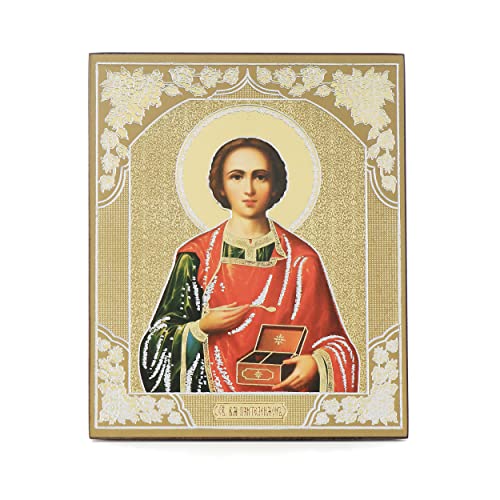 NKlaus Heiliger Panteleimon Holz Ikone 10x12cm christlich orthodox 11358 von NKlaus