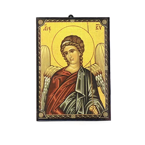 NKlaus Schutzengel christliche Ikone Holz 14x10cm aus Griechenland 11408 von NKlaus