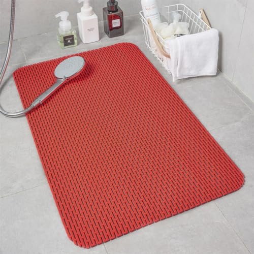 NMVAWIPT Weiche Anti-Rutsch-Badematte Einfache Wannenmatte, Leicht Zu Schneidende Abflusslöcher Badewannenmatte (Color : Red, Size : 120 * 150cm) von NMVAWIPT