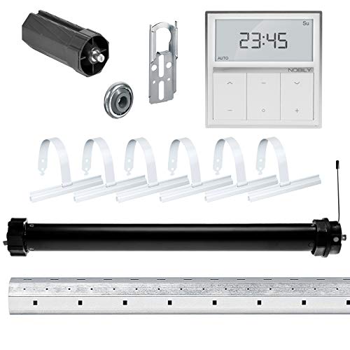 NOBILY Rolladen-Komplett-Set f. 60mm Achtkantwelle Funk elektronischer Maxi-Rolladenmotor 20Nm + Rolladen Wandsender + Mechanik-Set bis zu einer Gesamtlänge von 2,0 Meter von NOBILY