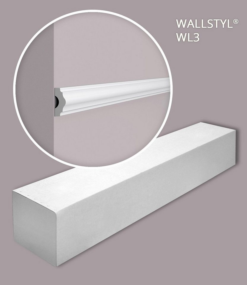 NOËL & MARQUET by nmc Zierleiste WL3-box, kleben, Extrudiertes Polystyrol (HDPS), 1 Karton SET, 48-St., Wand- und Friesleisten Stuckleisten Zeitlos / Klassisch, weiß, vorgrundiert von NOËL & MARQUET by nmc