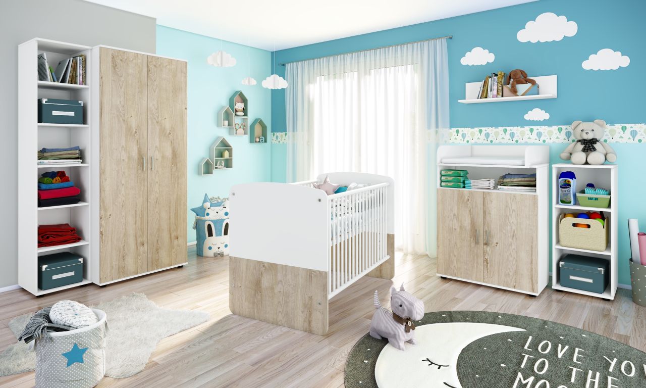 Babyzimmer Set Babybett Wickelkommode Kleiderschrank Kinderzimmerset von NONJOO