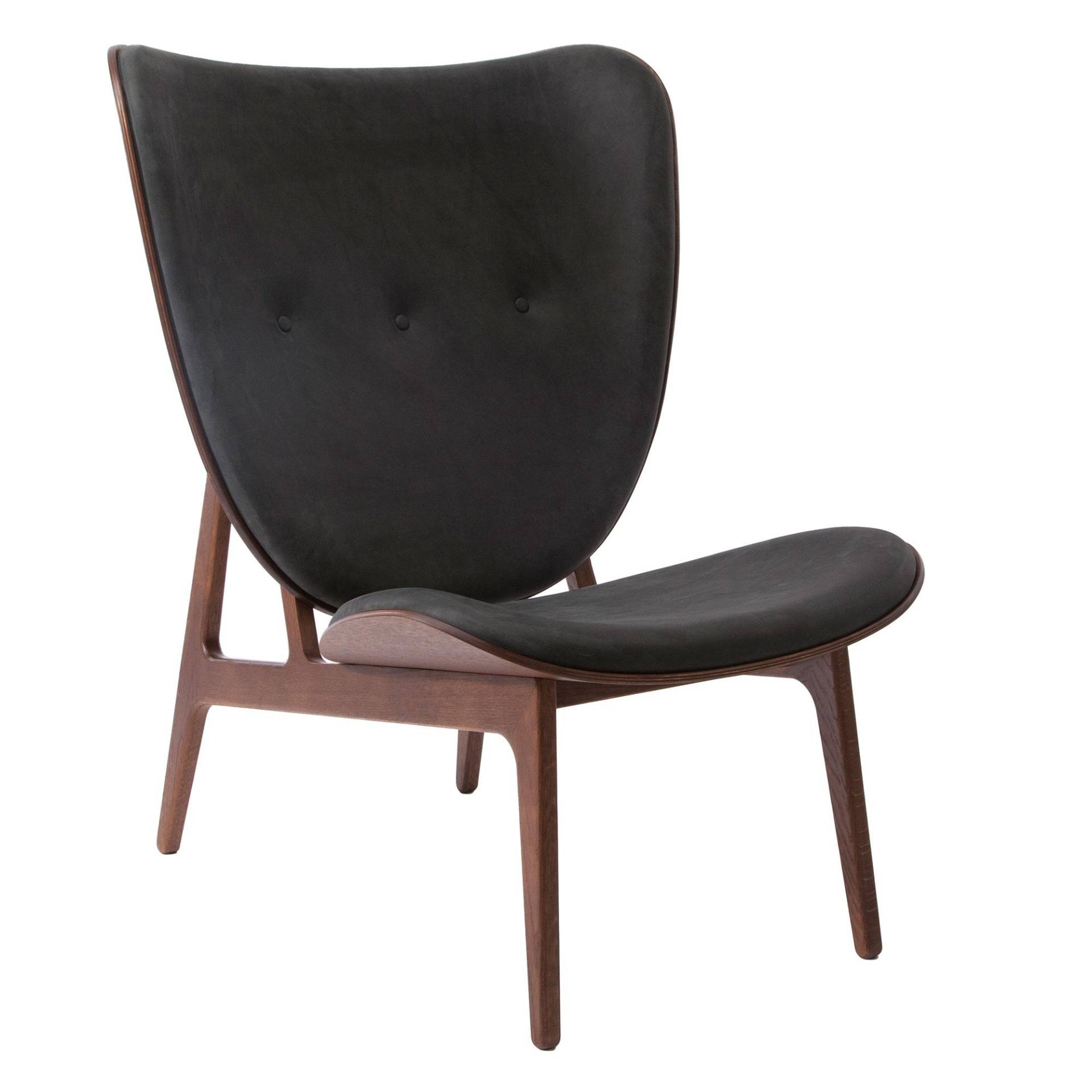 NORR 11 - Elephant Lounge Sessel Leder dunkel gebeizte Eiche - anthrazit/Sitzfläche Vintage Leder/Gestell dunkel gebeizte Eiche/BxHxT 75x96x80cm von NORR 11