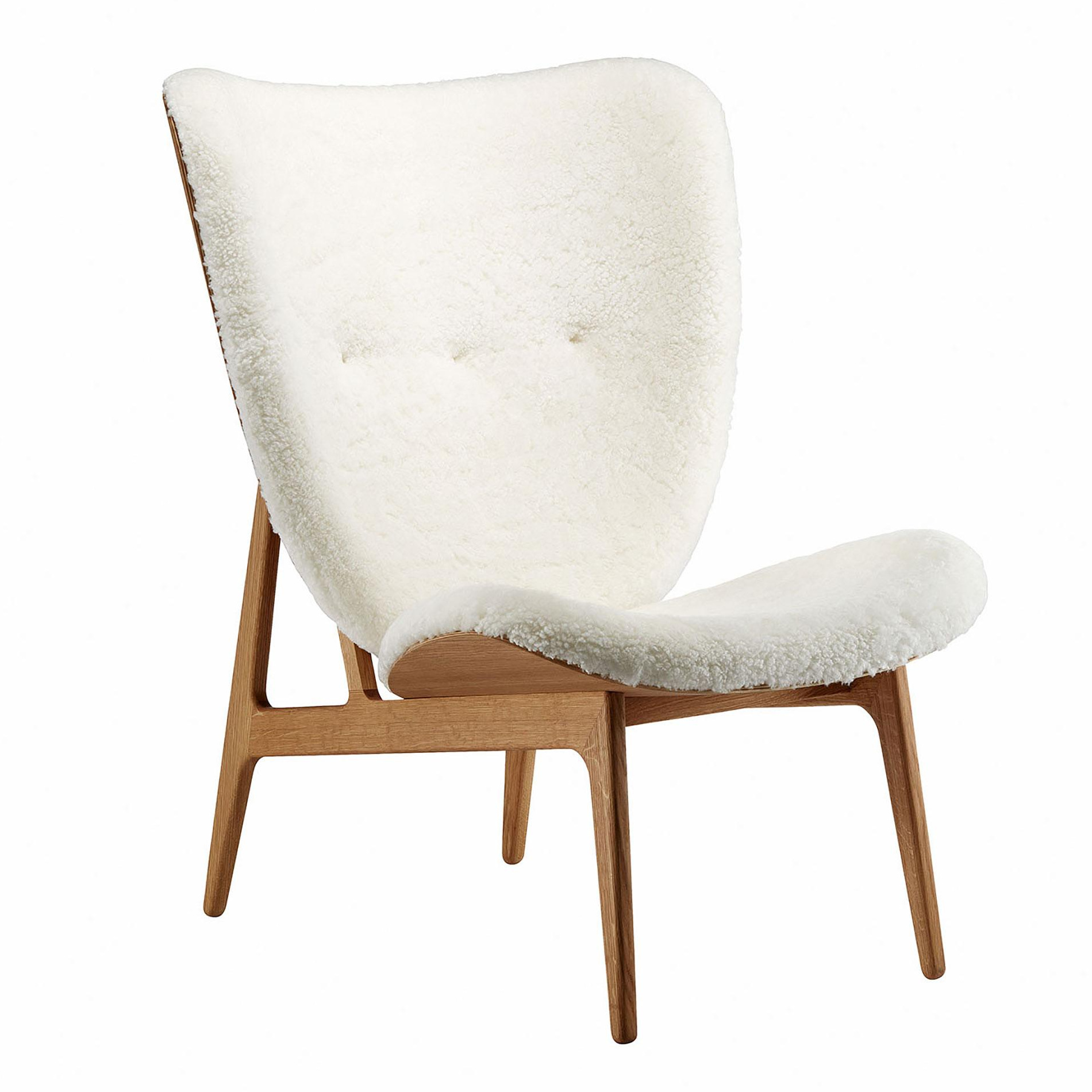 NORR 11 - Elephant Lounge Sessel Schaffell geräucherte Eiche - off-white/Sitzfläche Schaffell/Gestell Eiche geräuchert/BxHxT 75x96x80cm von NORR 11
