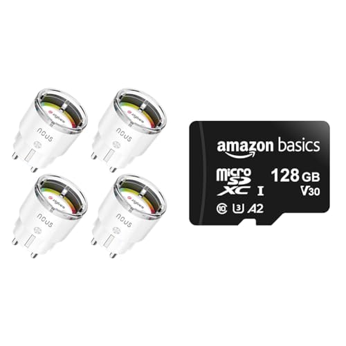 NOUS A1Z Zigbee Steckdose & Amazon Basics – MicroSDXC-Speicherkarte, 128 GB, mit SD-Adapter, A2, U3, 100 MB/s max. Lesegeschwindigkeit, Schwarz von NOUS