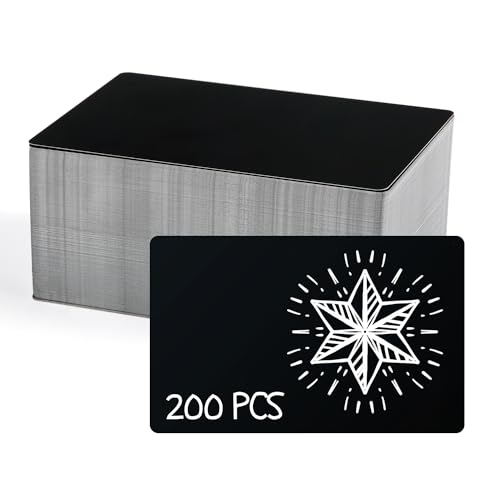 200st Metall Visitenkarten Blanko, Gravur von Aluminiumplatten für CNC Graveur Bastelarbeiten Gravur von DIY Geschenkkarten 86x54x0,21mm (Schwarz Matt) von NQEUEPN
