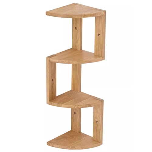 NUBAGG 4-stufiges Eckregal Aus Holz Zur Wandmontage, Schwebende Regale Aus Kiefernholz for Eckpflanzenständer, Eckbücherregal, Schlafzimmer, Wohnzimmer, Badezimmer, Küche, Büro, Wohnung von NUBAGG