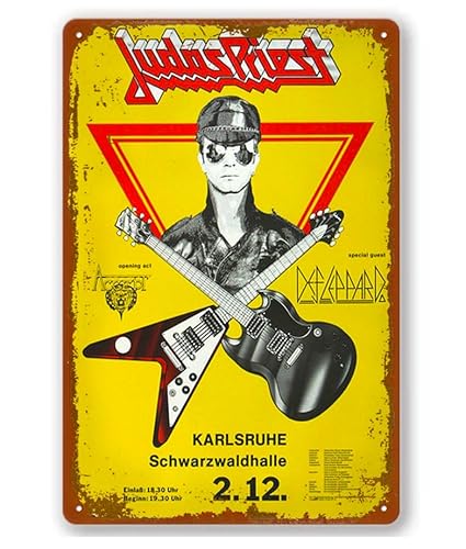 Judas Priest Konzertposter Vintage Metall Aluminium Schild Blechschild Home Decor Garage Man Cave Wandkunst 30,5 x 20,3 cm von NUNETH