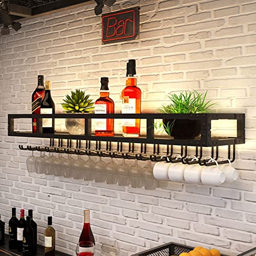 An der Wand montierter Weinglashalter – Wandregale aus Schmiedeeisen – hängender Weinregal-Ausstellungsständer, hängender Bar-Ausstellungsständer, wandmontiertes multifunktionales Weinregal, ein von NUONUO