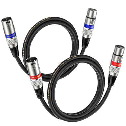NUOSIYA XLR Kabel 1m 2 Pack, Mikrofon XLR Symmetrisch Audio Verlängerungskabel, 3-poligen Adapter XLR Stecker auf Buchse Kabel für Studio-Recorder, Mikrofon, Mixer, Lautsprechersystem von NUOSIYA