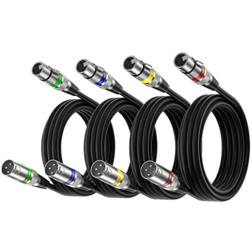 NUOSIYA XLR Kabel 3m 4 Pack, Mikrofon XLR Symmetrisch Audio Verlängerungskabel, 3-poligen Adapter XLR Stecker auf Buchse Kabel für Studio-Recorder, Mikrofon, Mixer, Lautsprechersystem von NUOSIYA