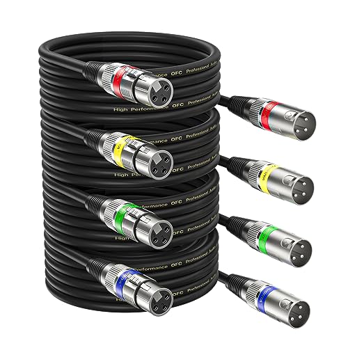 NUOSIYA XLR Kabel 5m 4 Pack, Mikrofon XLR Symmetrisch Audio Verlängerungskabel, 3-poligen Adapter XLR Stecker auf Buchse Kabel für Studio-Recorder, Mikrofon, Mixer, Lautsprechersystem von NUOSIYA
