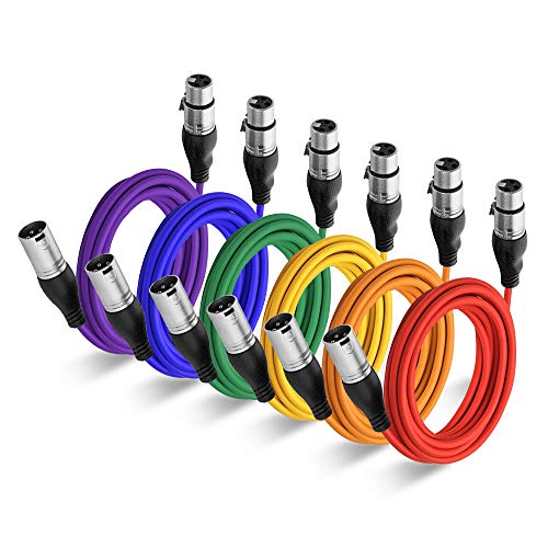 NUOSIYA XLR Kabel 6m 6 Farben XLR Mikrofon Splitterkabel Adapter, 3-Pin XLR Stecker auf Buchse Mikrofonkabel für Mikrofon, Verstärker, Mischpult, Lautsprecher von NUOSIYA