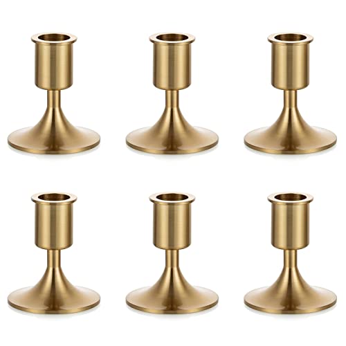 Nuptio Goldene Kerzenständer Kerzenhalter Stabkerzen: Antik Metall Tischkerzenhalter Stabkerzenhalter Kerzen für Tisch Centerpieces Weihnachten Hochzeit Party Urlaub Heimdekoration, 6 Stück von NUPTIO