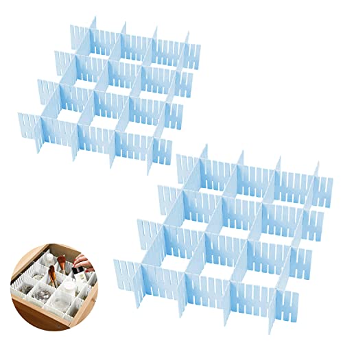NUWIQ Schubladenteiler, 16 Stück Verstellbare Schubladeneinteiler zur Aufbewahrung von Kleidung, Bürobedarf, Kosmetika, Küchenutensilien, Blau von NUWIQ