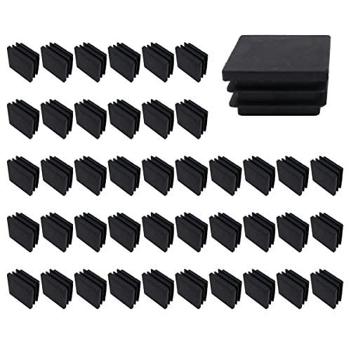 50 Stück NUZAMAS Quadratische Endkappen aus schwarzem Kunststoff 35 x 35 mm Kunststoffstopfen, Anti-Rutsch-Matte aus quadratischem Rohr, Kunststoffkappen, Endrohreinsatz für Stühle, Schreibtische von NUZAMAS