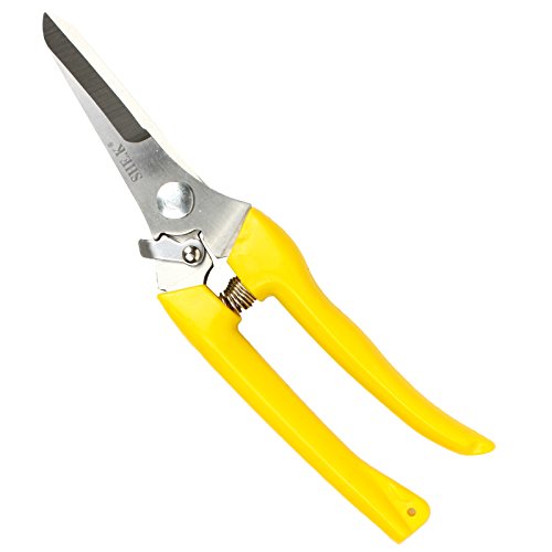 NUZAMAS Softouch® Micro-Tip Beschneiden Snip Edelstahl Garten-Hand Gartenscheren Cutter Bush, Strauch und Heckenschere Nagelknipser Garten Schere gelb von NUZAMAS