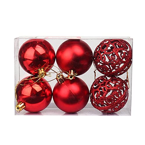 6 Stück Weihnachtskugeln Kunststoff, 8cm Christbaumkugeln Weihnachtskugel, Weihnachtsbaumkugeln Christbaumschmuck für Weihnachtsbaum, Hochzeit, Party, Festsdekoration, Bar Dekoration, Rot von NZDFH