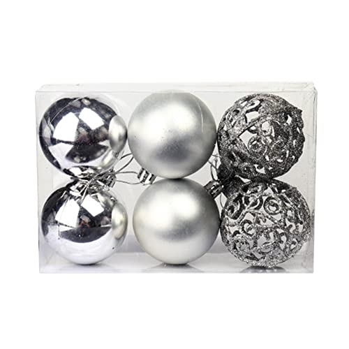 6 Stück Weihnachtskugeln Kunststoff, 8cm Christbaumkugeln Weihnachtskugel, Weihnachtsbaumkugeln Christbaumschmuck für Weihnachtsbaum, Hochzeit, Party, Festsdekoration, Bar Dekoration, Silber von NZDFH