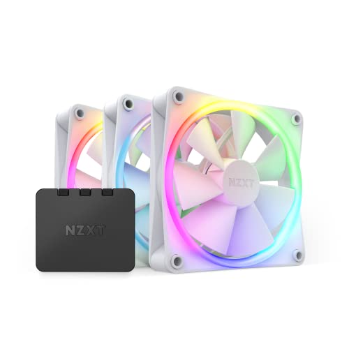 NZXT F120-RGB-Lüfter — RF-R12TF-W1 — Erweiterte Anpassung der RGB-Beleuchtung — Flüsterleise Kühlung — Dreifach (RGB-Lüfter und Controller IM LIEFERUMFANG ENTHALTEN) — 120-mm-Lüfter — Weiß von NZXT