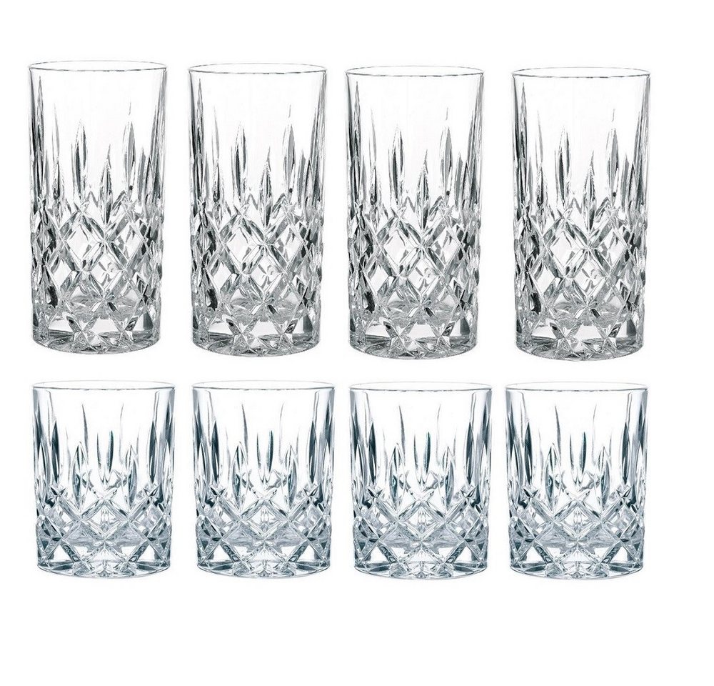 Nachtmann Longdrinkglas Nachtmann Nobelesse Set 4X Whiskybecher + 4X Longdrink Gläser, Kristallglas von Nachtmann