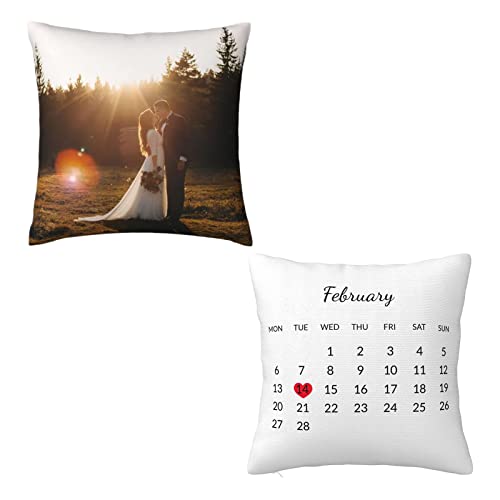 Naispanda Kissen mit Spruch ''Kalender'' - mit anpassbarem eigenem Foto und Text Jahrestag, Geschenk Romantisch Valentinstag für Freundin, Frau, Paar, Liebe - beidseitig selbst gestalten von Naispanda