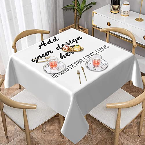 Personalisierte Tischdecke mit Logo-Bild, doppelseitige wasserdichte und wärmeisolierende Tischdecken, individuelle Tischdecke für geschäftliche Hochzeitsfeiern, 60x60 Zoll von Naispanda