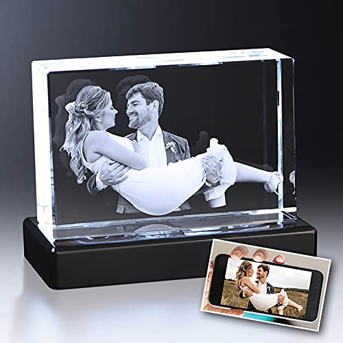 Naispanda Personalisierter 3D Kristall mit Foto, Benutzerdefinierte 3D Kristall foto, Bilderrahmen, Lasergravur-Kristallfoto, bestes Geschenk für Denkmal, Hochzeit, Geburtstag, Abschluss von Naispanda