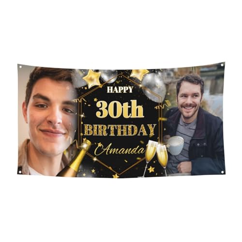 Personalisiertes Happy Birthday Banner mit Fotonamen, Personalisiertes Geburtstagsbanner für Männer und Frauen, Personalisierte Geburtstagsbanner und Schilder für Geburtstagsparty Dekorationen von Naispanda