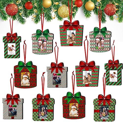 24 Pcs Christmas Wooden Picture Frames Ornaments Xmas Family Photos Small Picture Christmas Ornaments Hanging Christmas Tree Frame Mini Frames Box for Home Decor Holiday Present (Vibrant) von Namalu