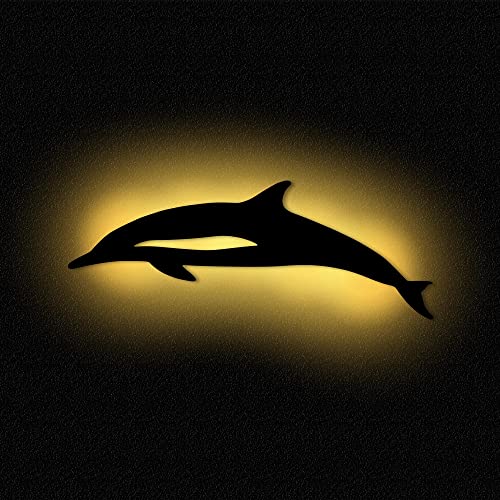 Nachtlicht Delfin Delphin I Wandlampe Schlummerlicht Kinderzimmer Schild Kinder Mädchen Junge I MDF Holz Batteriebetrieb von Namofactur