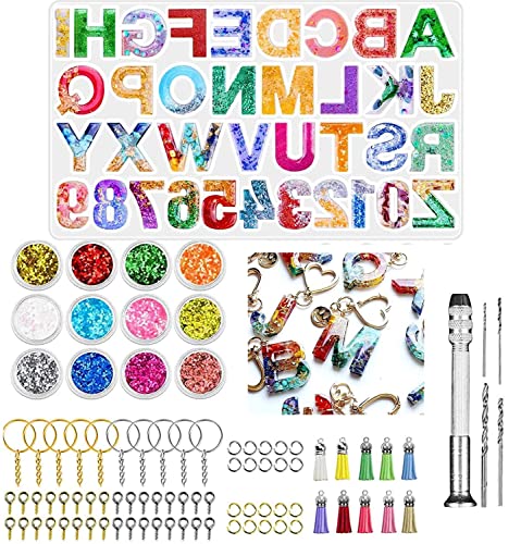 Naravisio Epoxidharz Formen, Resin Silikonform, Silikon Alphabet Harz Gießform Kit, Anzahl Schmuck Epoxidharz Silikonform Gießform DIY Harz Casting Formen von Naravisio