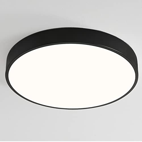 Natsen 24W Deckenleuchte Deckenlampe LED Ultraslim Lampe, Warmweiß Ø300x40mm, für Wohnzimmer Schlafzimmer Arbeitszimmer Büro Küche (Black) von Natsen
