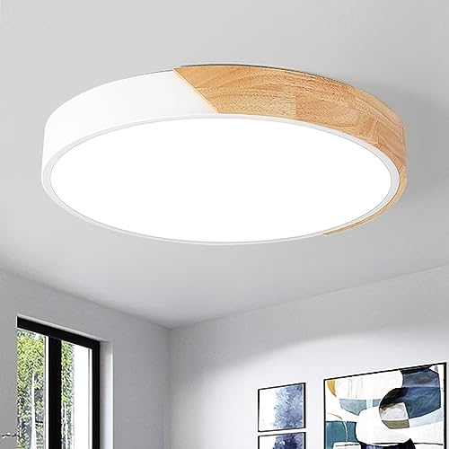 Natsen 48W Deckenleuchte LED Deckenlampe Bürodeckenleuchte, dimmbar mit Fernbedienung, modern Design für Wohnzimmer Schlafzimmer Kinderzimmer Küche Büro, Holz (50 * 50 * 4cm) von Natsen