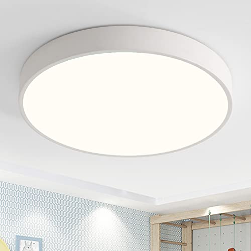 Natsen Deckenlampe 48W LED Deckenleuchte Rund Flach Küchenlampe Wohnzimmerlampe Flurlampe,Warmweiß 3000K, 3840Lumen, Ultraslim Leuchte für Schlafzimmer Wohnzimmer Büro Diele Flur, Weiß (50 x 50 x 4cm) von Natsen