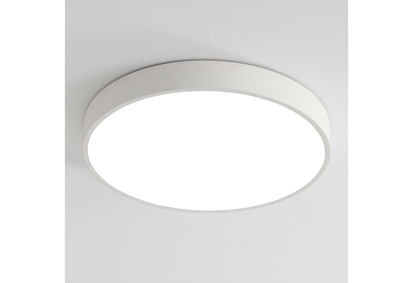 Natsen Deckenleuchte Runde LED Deckenlampe, 12W, LED fest integriert, Warmweiß 3000K, Schlafzimmer Lampe Küchenlampe 23x23x5 cm, Weiß von Natsen