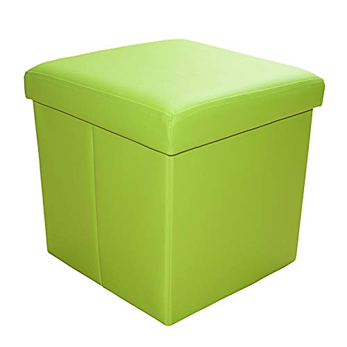 Natsen Sitzhocker Sitzbank mit Stauraum, Faltbar Sitzwürfel Aufbewahrungsbox, Kunstleder 38 * 38 * 38 cm (Grün) von Natsen