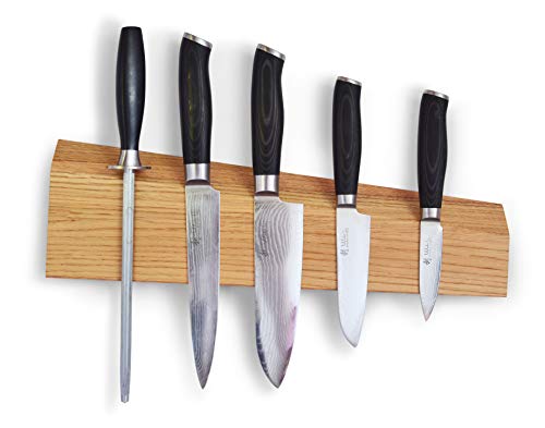 Natuhr® Wand Design Holz Messerhalter Messerblock - Pete - Eiche Magnetleiste Schlüsselbrett von Natuhr